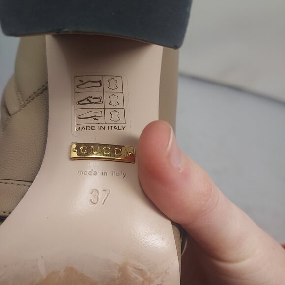 GUCCI Leather Taupe Beige Malaga GG Marmont Fringe Ankle Boot - Picture 6 of 13